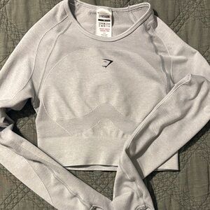 Gymshark Women's Light Gray Cropped Sweatshirt